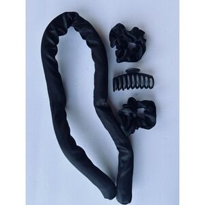 SatinHeatless Hair Curler-Heat/Heatless Curling Set, Satin w/2 Scrunchies & Clip